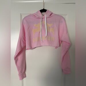 Boohoo Paris Hilton Pink Cropped Hoodie Baby Pink Diamond Baby Graphic Print.
